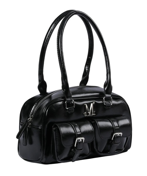 MUCENT(ムセント)の「【日本未発売/WEB限定】MUCENT(ムセント)/軽量 ショルダー ハンドバッグ/BIRUS METAL LOGO ENAMEL 2-BELT POCKET SHOULER BAG(ショルダーバッグ・レディース・ブラック・FREE)」の9枚目の写真