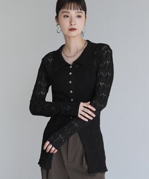 襟付きニット」に該当するニット/セーター（ブラック/黒色系