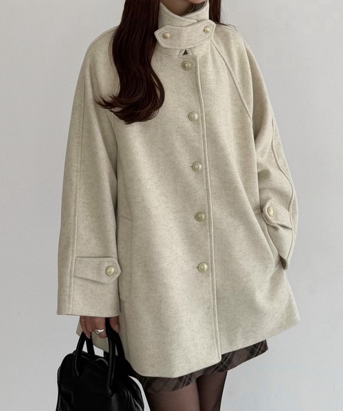 セール】ゴールドボタンミドルコート（ステンカラーコート