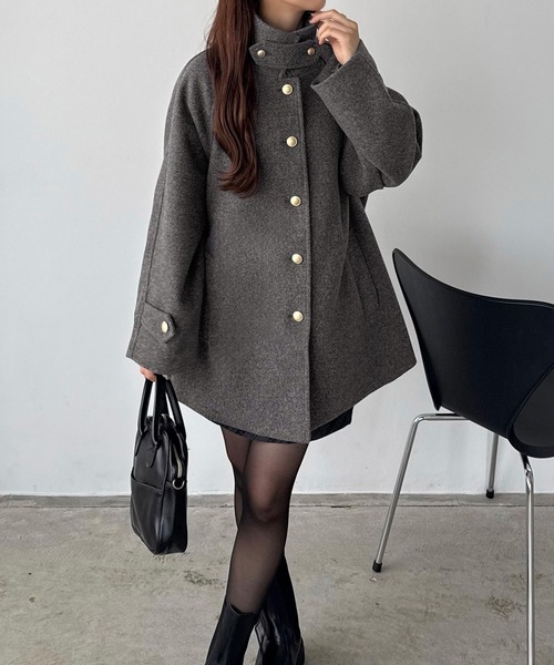 callautia（カラウティア）の「ゴールドボタンミドルコート（ステン