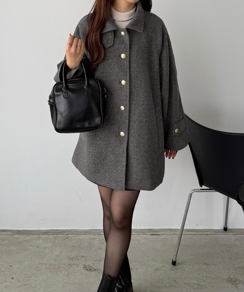 callautia（カラウティア）の「ゴールドボタンミドルコート（ステン