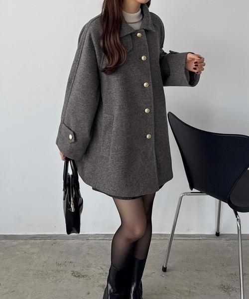 callautia（カラウティア）の「ゴールドボタンミドルコート（ステン