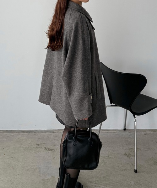 セール】ゴールドボタンミドルコート（ステンカラーコート