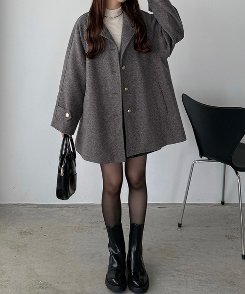 【インフルエンサーコラボ】ミドルボアコート　モカ Whim Gazette【インフルエンサーコラボ】ミドルボアコート