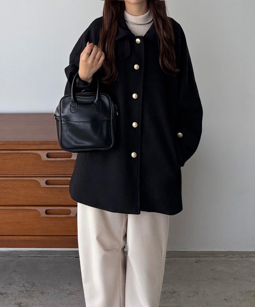 セール】ゴールドボタンミドルコート（ステンカラーコート