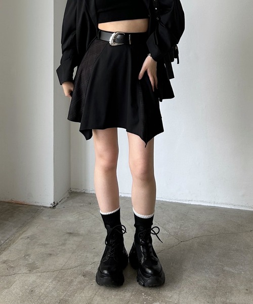 PAGEBOY（ページボーイ）の「チェックMIXイレヘムスカート【セットアップ対応】（スカート・レディース・グレー/ブラック・FREE）」の9枚目の写真