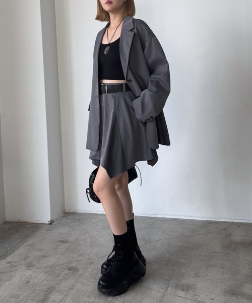 PAGEBOY（ページボーイ）の「チェックMIXイレヘムスカート【セットアップ対応】（スカート・レディース・グレー/ブラック・FREE）」の10枚目の写真