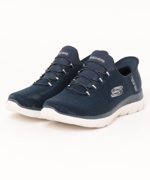 SKECHERS(スケッチャーズ)の「【SKECHERS】スケッチャーズ SLIP-INS:SUMMITS - CLASSY NIGHT(スリップインズ:サミッツ - クラッシーナイト)スリッポンスニーカー ワイドフィット 150128W(スニーカー・レディース・ネイビー/ベージュ/ブラック/ブラック系その他・22.5cm/23.0cm/23.5cm/24.0cm/24.5cm/25.0cm)」の1枚目の写真