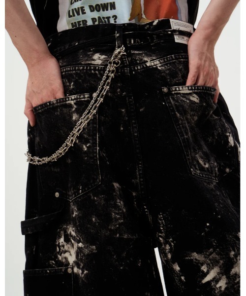 DISCOVERED(ディスカバード)の「DISCOVERED BLEACH HAKAMA SHORTS(デニムパンツ・メンズ・ホワイト/ブラック・1/3)」の14枚目の写真