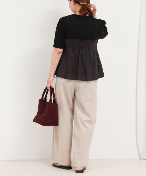 MICO COULIER（ミコクリエ）の「エンブロイダリークロスブラウス（Tシャツ/カットソー・レディース・チャコールグレー/オフホワイト・38）」の22枚目の写真