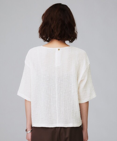 UNTITLED（アンタイトル）の「【五分袖/ジャージトップス】スラブカールマイヤープルオーバー（Tシャツ/カットソー・レディース・オフホワイト/ブラック/ブルー・00/50/48/44/04/02）」の19枚目の写真