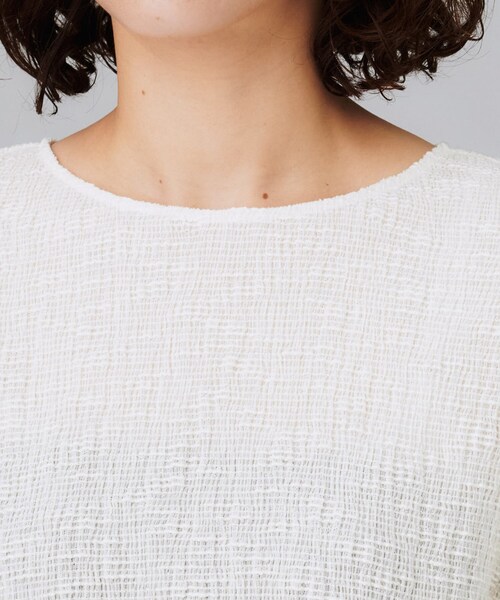 UNTITLED（アンタイトル）の「【五分袖/ジャージトップス】スラブカールマイヤープルオーバー（Tシャツ/カットソー・レディース・オフホワイト/ブラック/ブルー・00/50/48/44/04/02）」の20枚目の写真