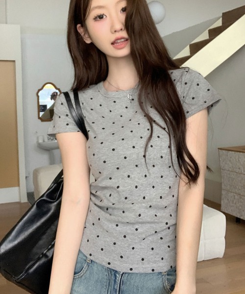 Doula Doula（ドゥーラドゥーラ）の「クルーネックドットTシャツ（Tシャツ/カットソー・レディース・ブラック/ホワイト/グレー・L/M/S）」の20枚目の写真