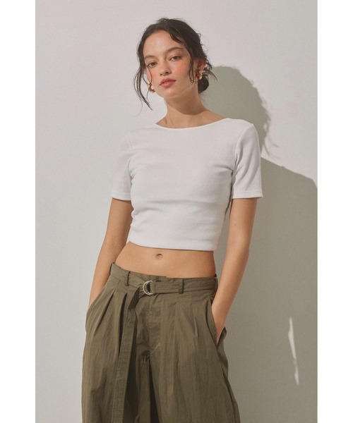 ALEXIA STAM（アリシアスタン）の「Wellness Back Adjuster Rib Top /バックオープンT（Tシャツ/カットソー・レディース・ホワイト/ブラック/ネイビー/レッド・S/M）」の21枚目の写真