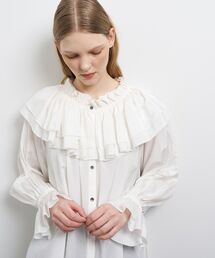 LANVIN en Bleu（ランバンオンブルー）の「トリアセローンボリュームカラーブラウス（シャツ/ブラウス）」