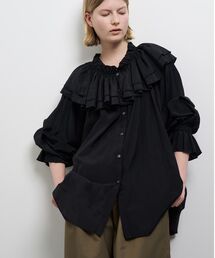 LANVIN en Bleu ウエストリボン　ギャザーフリルぺプラム　ジャケット LANVIN en Bleu ウエストリボン ギャザーフリルぺプラム