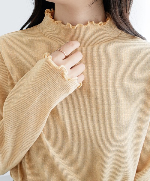 Viola e Viola(ヴィオラエヴィオラ)の「ラメ入りテレコリブプチハイメローカットソー(Tシャツ/カットソー・レディース・シルバーグレー/ブラック/ベージュ・L/M/LL)」の14枚目の写真