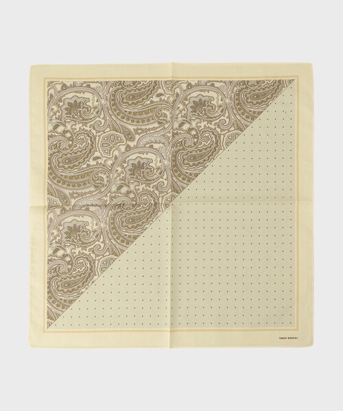 TAKEO KIKUCHI（タケオキクチ）の「パターンブロッキング プリントハンカチ（ハンカチ/ハンドタオル・メンズ・ブラウン系その他2/ベージュ系その他3/ネイビー系・00）」の2枚目の写真