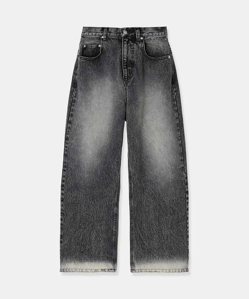 louren（ローレン ）の「【louren/ローレン】bleach hem denim/ブリーチヘムデニム/ワイドデニムパンツ（デニムパンツ・レディース・インディゴブルー/ブラック・36/38）」の2枚目の写真