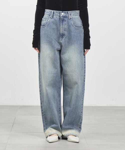 louren（ローレン ）の「【louren/ローレン】bleach hem denim/ブリーチヘムデニム/ワイドデニムパンツ（デニムパンツ・レディース・インディゴブルー/ブラック・36/38）」の20枚目の写真