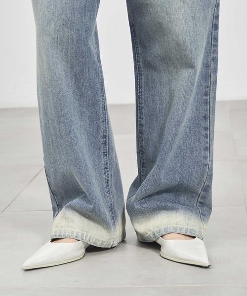 louren（ローレン ）の「【louren/ローレン】bleach hem denim/ブリーチヘムデニム/ワイドデニムパンツ（デニムパンツ・レディース・インディゴブルー/ブラック・36/38）」の21枚目の写真