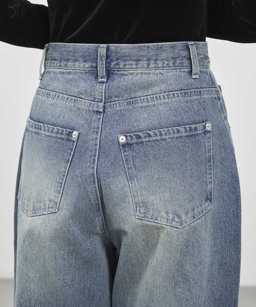 louren（ローレン ）の「【louren/ローレン】bleach hem denim/ブリーチヘムデニム/ワイドデニムパンツ（デニムパンツ・レディース・インディゴブルー/ブラック・36/38）」の5枚目の写真