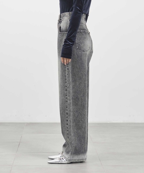 louren（ローレン ）の「【louren/ローレン】bleach hem denim/ブリーチヘムデニム/ワイドデニムパンツ（デニムパンツ・レディース・インディゴブルー/ブラック・36/38）」の17枚目の写真