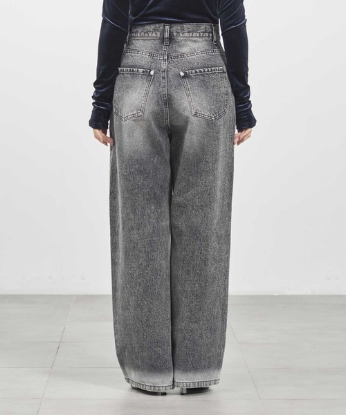 louren（ローレン ）の「【louren/ローレン】bleach hem denim/ブリーチヘムデニム/ワイドデニムパンツ（デニムパンツ・レディース・インディゴブルー/ブラック・36/38）」の13枚目の写真