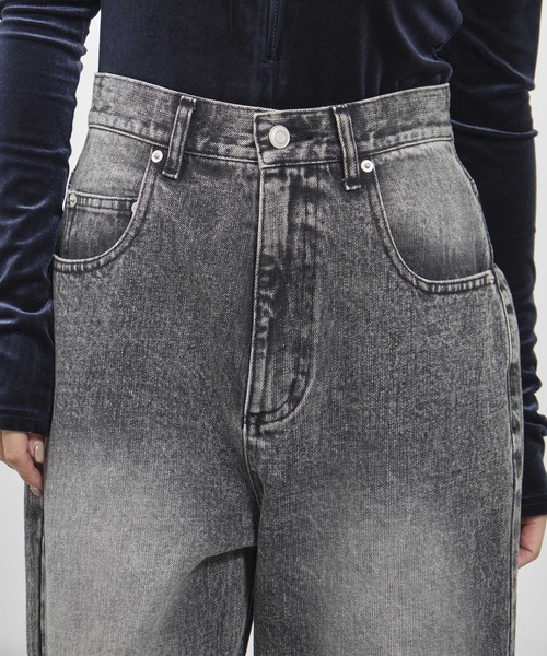 louren bleach hem denim indigo 40サイズ louren/ローレン】bleach hem denim/ブリーチヘムデニム/ワイド