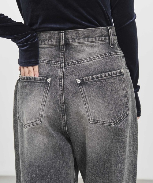 louren/ローレン】bleach hem denim/ブリーチヘムデニム/ワイドデニム