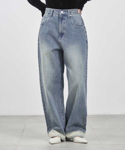 louren（ローレン ）の「【louren/ローレン】bleach hem denim/ブリーチヘムデニム/ワイドデニムパンツ（デニムパンツ・レディース・インディゴブルー/ブラック・36/38）」の18枚目の写真