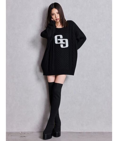 GYDA(ジェイダ)の「チャンキーソール KNEEニットブーツ(ブーツ・レディース・ブラック・SMALL/MEDIUM/LARGE)」の7枚目の写真