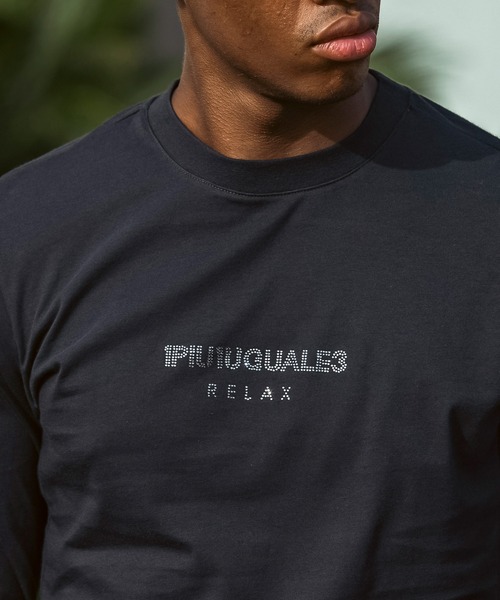1PIU1UGUALE3 RELAX (ウノピゥウノウグァーレトレ リラックス)の「【WEB・直営店限定】1PIU1UGUALE3 RELAX(ウノピゥウノウグァーレトレ リラックス)ダブルラインストーンロゴロングTシャツ(Tシャツ/カットソー・メンズ・ライトピンク/チャコール/ブラック/ホワイト/ネイビー・S/M/L/XL/XXL)」の22枚目の写真