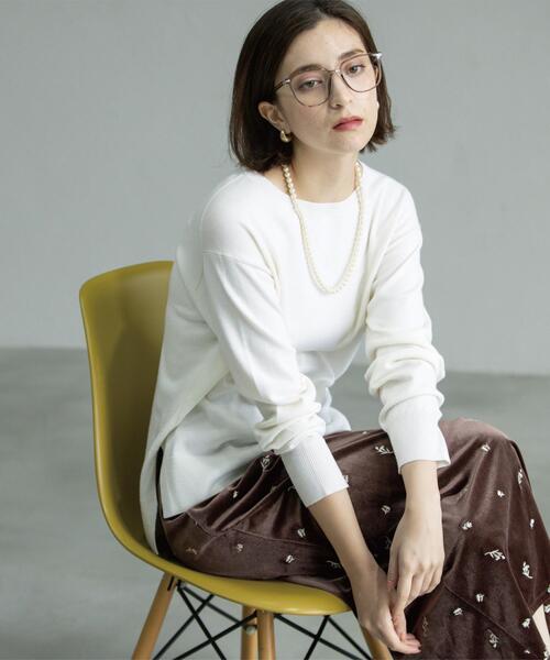 OPAQUE.CLIP（オペークドットクリップ）の「ボートネックニット/エクストラファインメリノウール【THEシリーズ/洗濯機OK】（ニット/セーター・レディース・グレー/ブルー系その他7/ブラック/ホワイト/グリーン/ワインレッド/キャメル/パープル・36/38/40/34/42）」の22枚目の写真