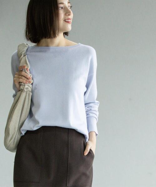 OPAQUE.CLIP（オペークドットクリップ）の「ボートネックニット/エクストラファインメリノウール【THEシリーズ/洗濯機OK】（ニット/セーター・レディース・グレー/ブルー系その他7/ブラック/ホワイト/グリーン/ワインレッド/キャメル/パープル・36/38/40/34/42）」の19枚目の写真