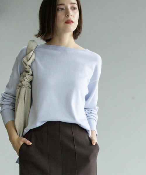 OPAQUE.CLIP（オペークドットクリップ）の「ボートネックニット/エクストラファインメリノウール【THEシリーズ/洗濯機OK】（ニット/セーター・レディース・グレー/ブルー系その他7/ブラック/ホワイト/グリーン/ワインレッド/キャメル/パープル・36/38/40/34/42）」の9枚目の写真