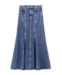 WASHED DENIM MERMAID LINE SKIRT