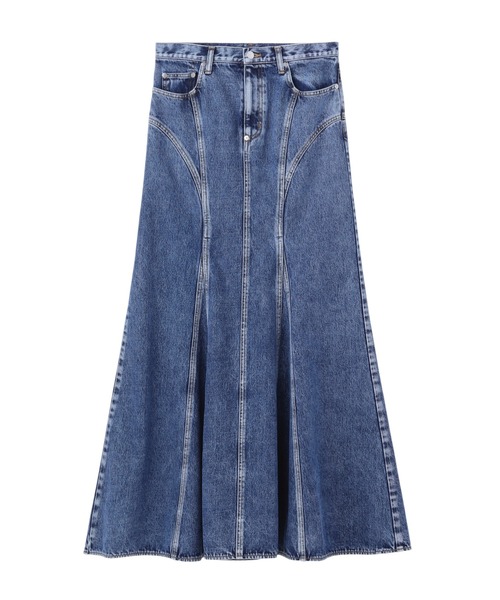 JOHN LAWRENCE SULLIVAN（ジョンローレンスサリバン）の「WASHED DENIM MERMAID LINE SKIRT（デニムスカート・レディース・インディゴブルー/ブラック・SMALL/X-SMALL）」の2枚目の写真