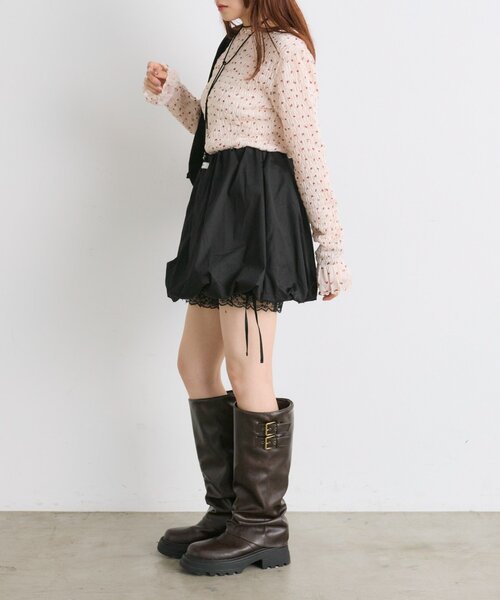 w closet(ダブルクローゼット)の「【25AW】柄シャーリングプルオーバー(Tシャツ/カットソー・レディース・チャコールグレー/ブラウン/グリーン/アイボリー・FREE)」の12枚目の写真