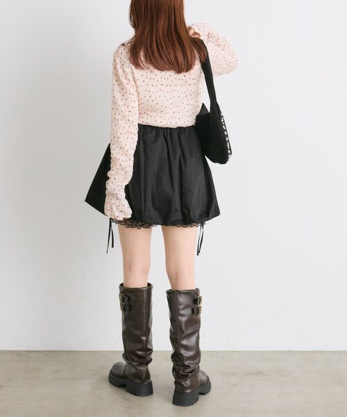 w closet(ダブルクローゼット)の「【25AW】柄シャーリングプルオーバー(Tシャツ/カットソー・レディース・チャコールグレー/ブラウン/グリーン/アイボリー・FREE)」の13枚目の写真