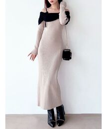 RESEXXY | 【骨格ストレート向け】バイカラーニットワンピース(ワンピース)