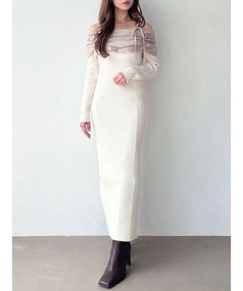 セール】【骨格ストレート向け】バイカラーニットワンピース