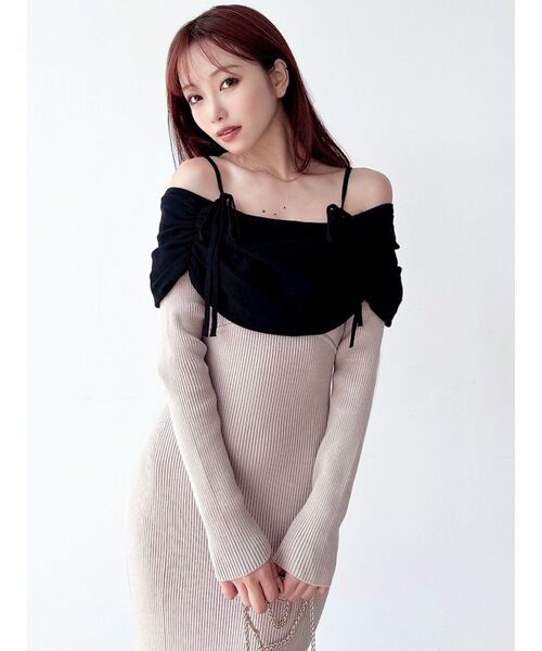 セール】【骨格ストレート向け】バイカラーニットワンピース