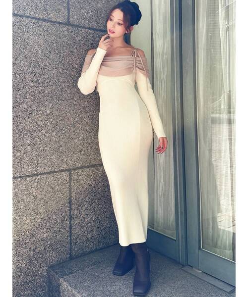 セール】【骨格ストレート向け】バイカラーニットワンピース