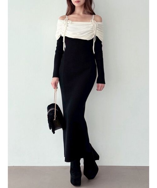 専用絶対厳守♥Radyロゴニットワンピース含め３点セット新品未使用未開封Ｓサイズ セール】【骨格ストレート向け】バイカラーニットワンピース