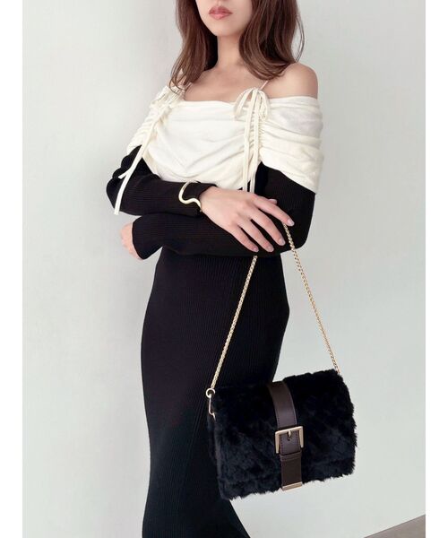 RESEXXY(リゼクシー)の「【骨格ストレート向け】バイカラーニットワンピース(ワンピース・レディース・ブラック/ホワイト/ベージュ・FREE)」の18枚目の写真