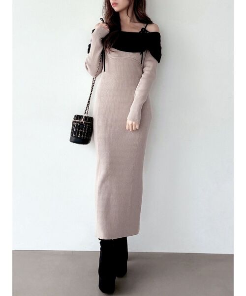 RESEXXY(リゼクシー)の「【骨格ストレート向け】バイカラーニットワンピース(ワンピース・レディース・ブラック/ホワイト/ベージュ・FREE)」の22枚目の写真