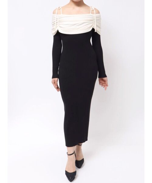 セール】【骨格ストレート向け】バイカラーニットワンピース