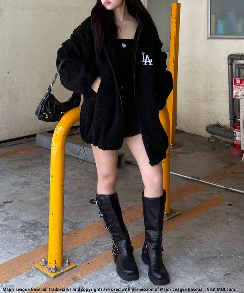 BACK TO THE FIELD（バック トゥー ザ フィールド）の「【MLB】ZIPフーディーボアブルゾン（ブルゾン・レディース・ブラック/オフホワイト/カモフラージュ・FREE）」の7枚目の写真