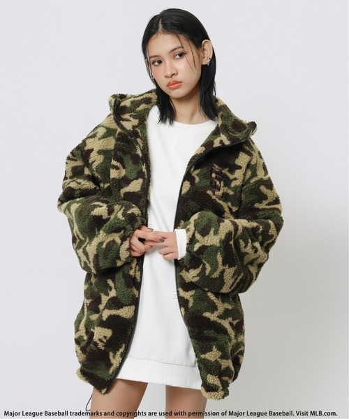 BACK TO THE FIELD（バック トゥー ザ フィールド）の「【MLB】ZIPフーディーボアブルゾン（ブルゾン・レディース・ブラック/オフホワイト/カモフラージュ・FREE）」の19枚目の写真